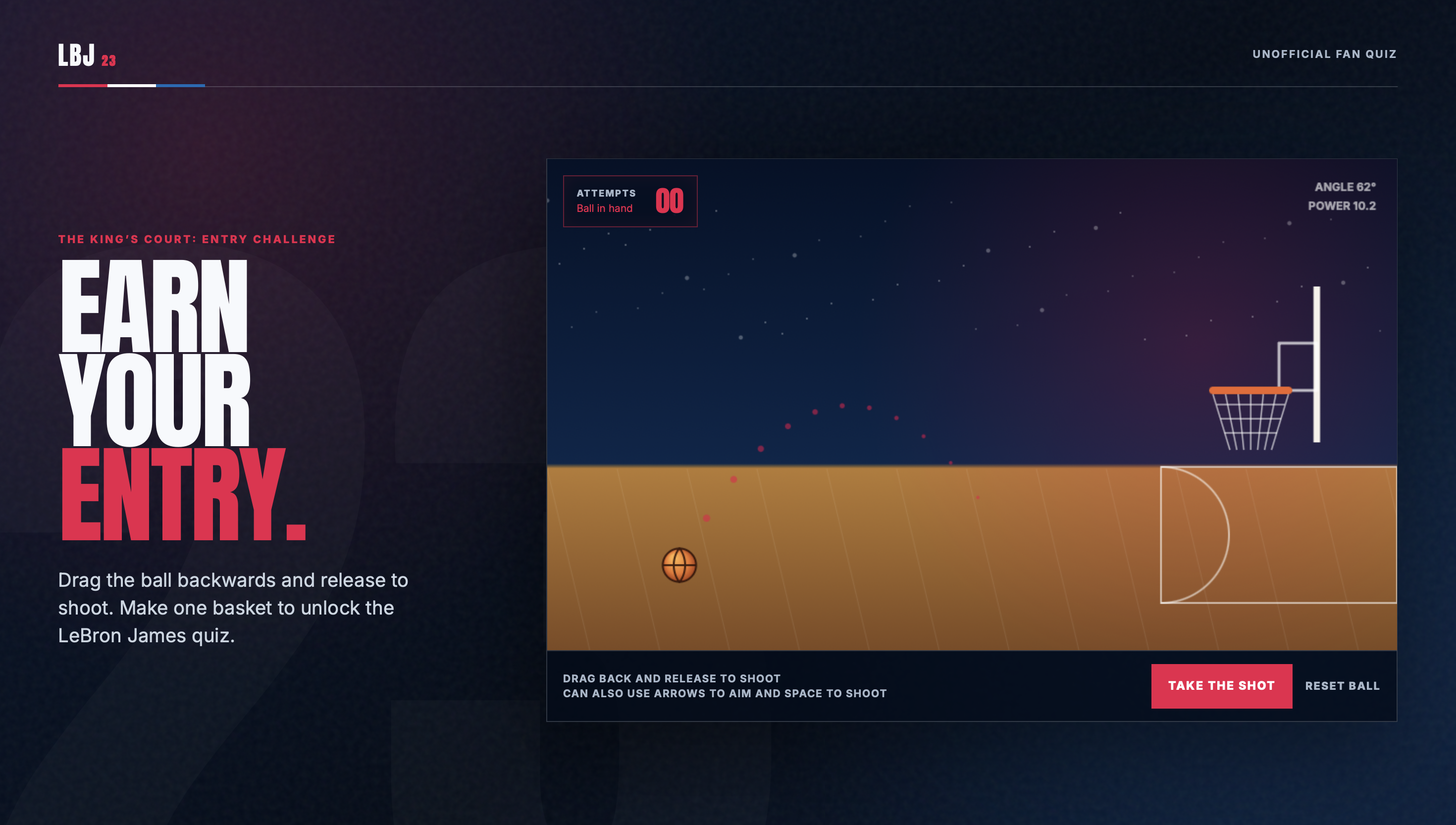 Screenshot of the Lebron James Quiz project